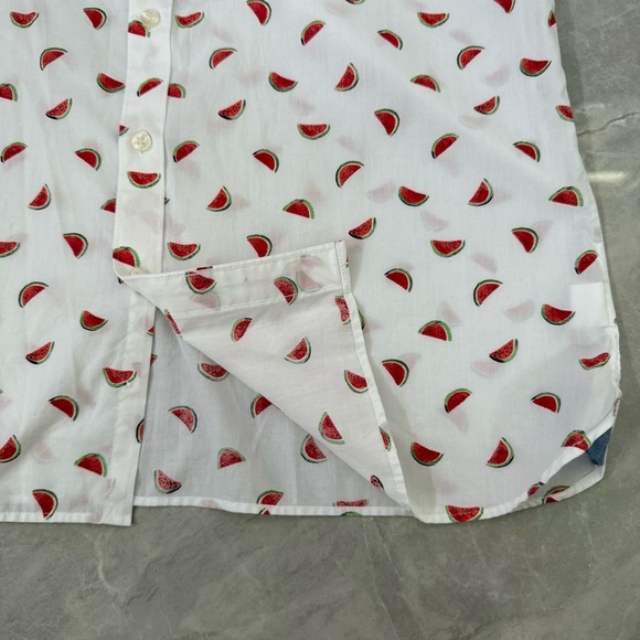Men’s Van Heusen Never Tuck Watermelon Button Down Short Sleeve Shirt Large - Picture 6 of 16